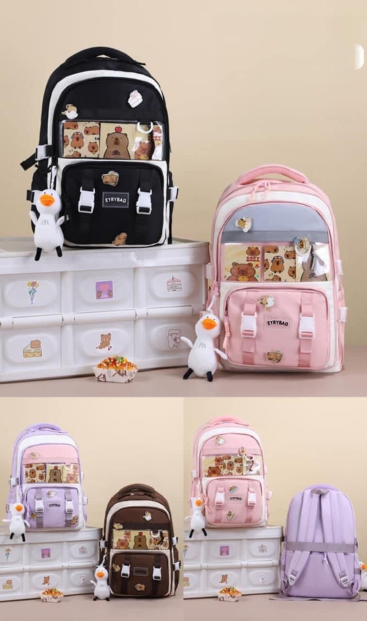 🌟 Set Mochila Kawaii Capibara – 5 en 1 🧡✨